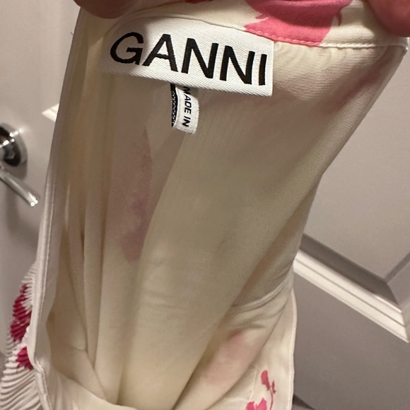 Ganni Rose Print Pleated Georgette Maxi Skirt - Picture 5 of 6